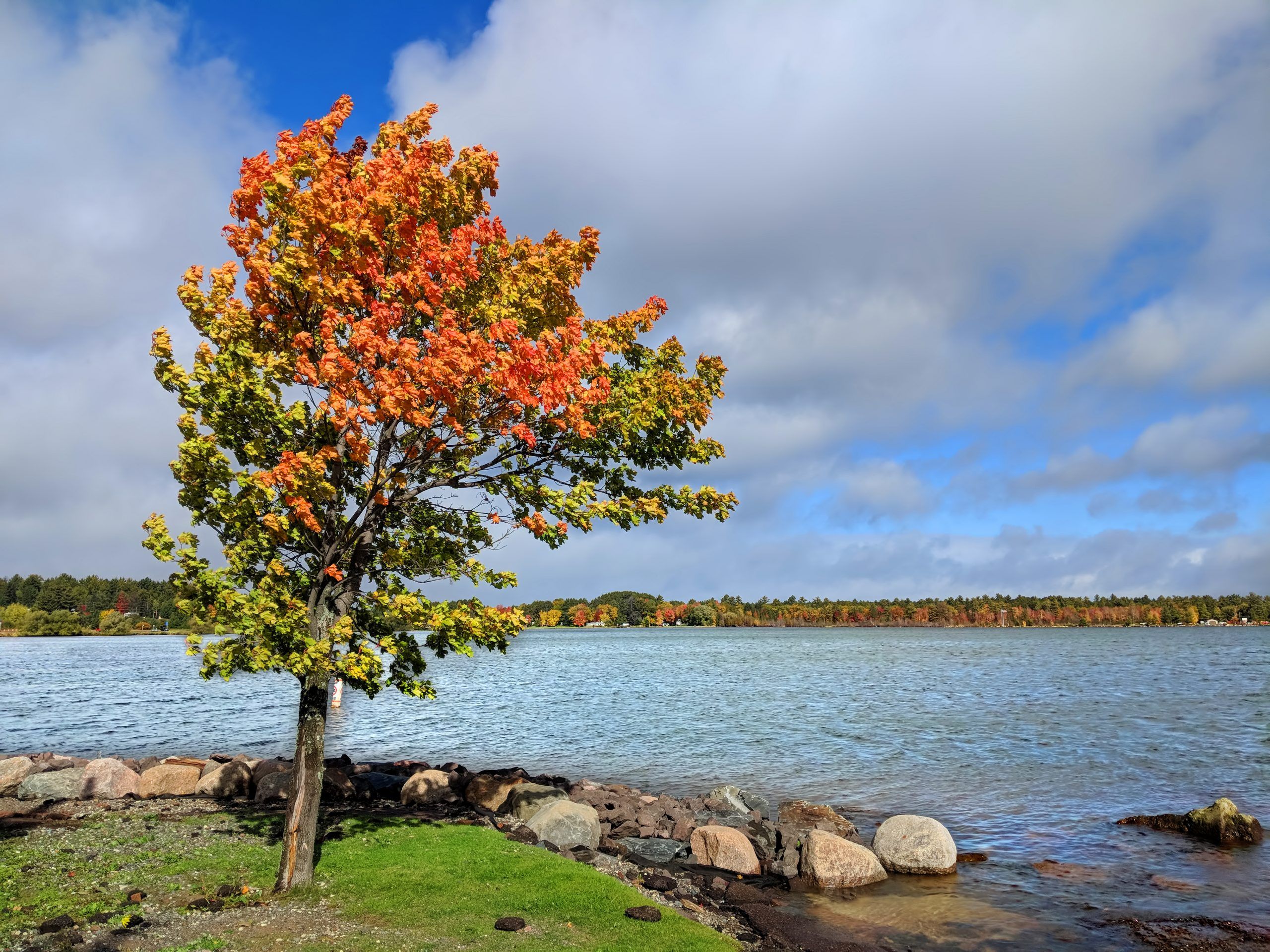 View of L'anse Bay of Lake Superior from the Baraga Municipal Marina in Michigan.